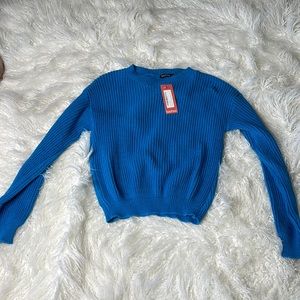 Turquoise boohoo blue crew neck sweater size small